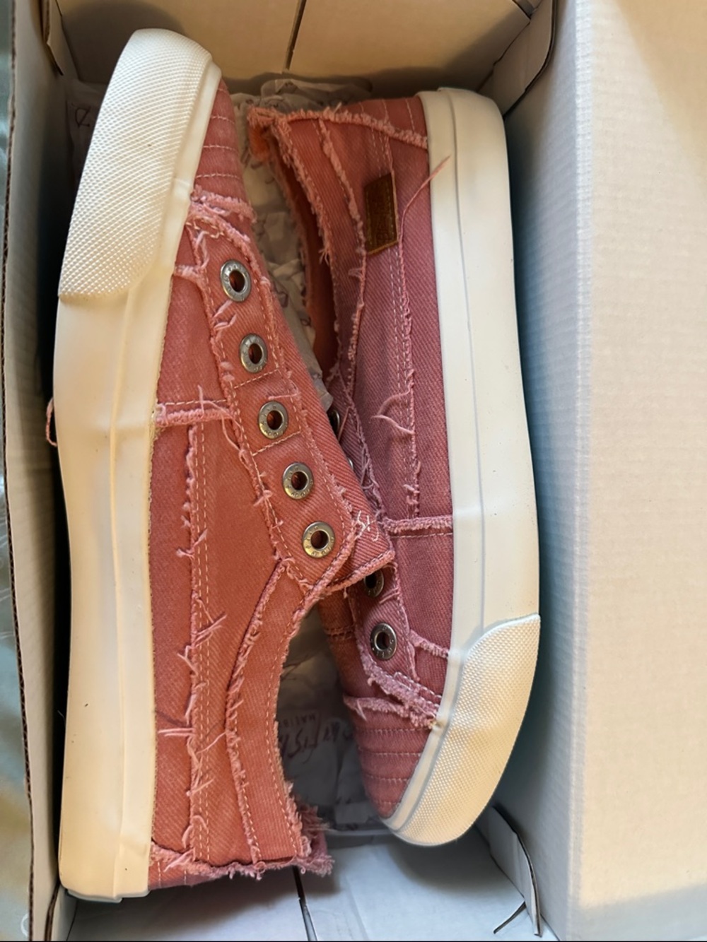 Blowfish Frayed Slip-On Sneakers in Dusty Pink
